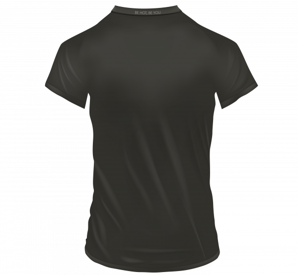 Dos du t-shirt the FIT BLACKER de la marque BE HOT, qui est un t-shirt ajusté, en bambou de couleur noir.
