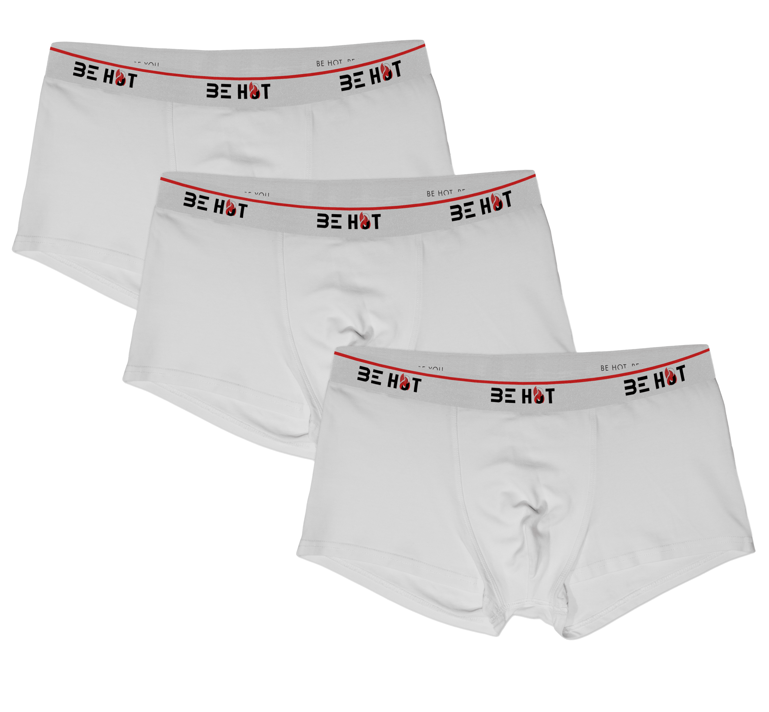 Trois boxers de la marque BE HOT de couleur blanc